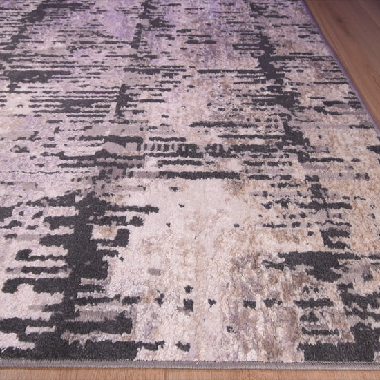 Tapete decorativo Jasmine U5014 rectangular de poliéster en gris y negro