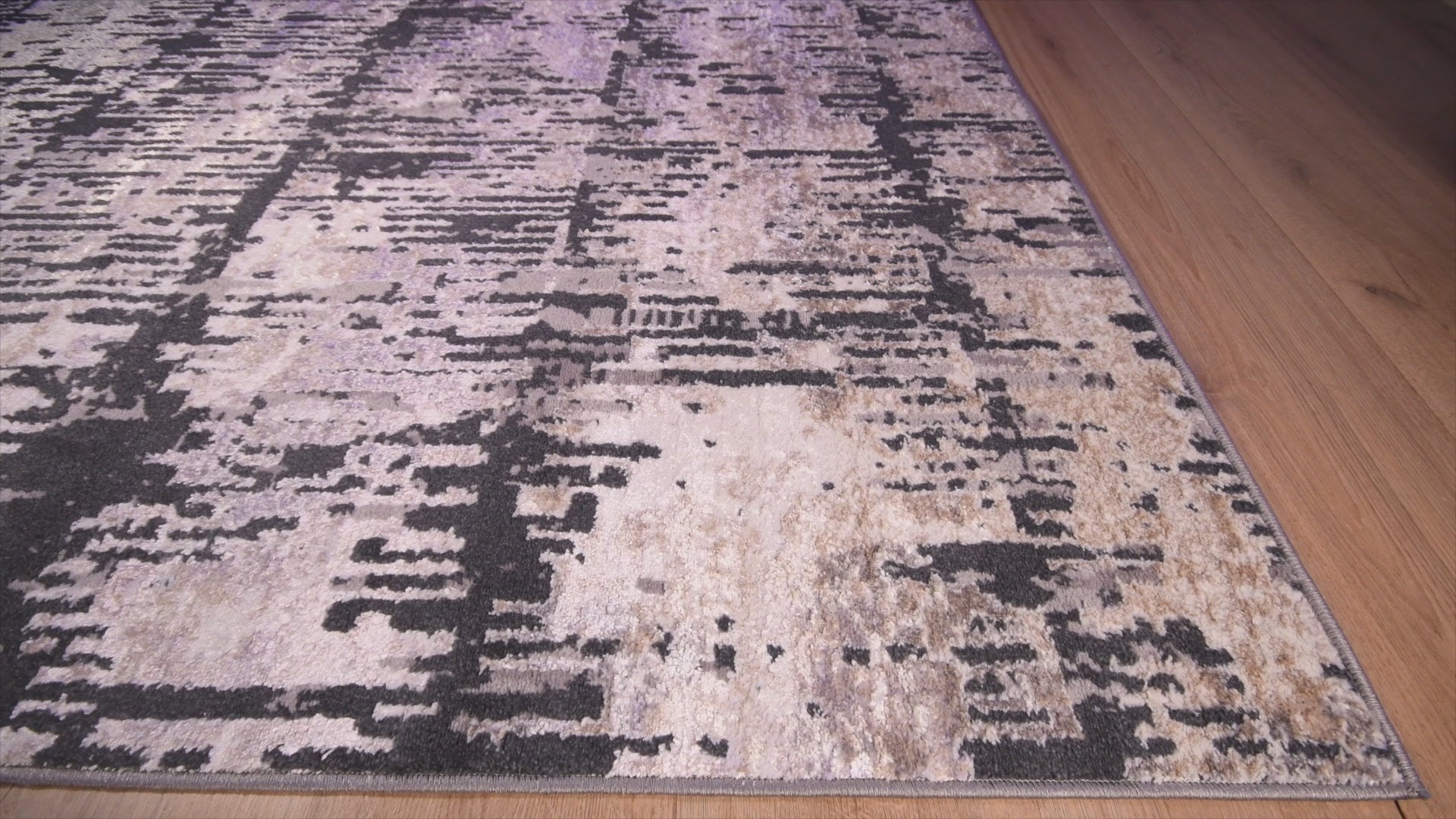 Tapete decorativo Jasmine U5014 rectangular de poliéster en gris y negro