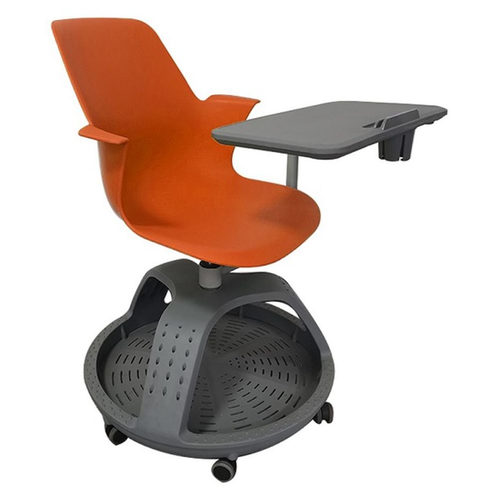 Pupitre escolar giratorio Nogal Beat con ruedas, disponible en colores azul, rojo, amarillo, verde y naranja