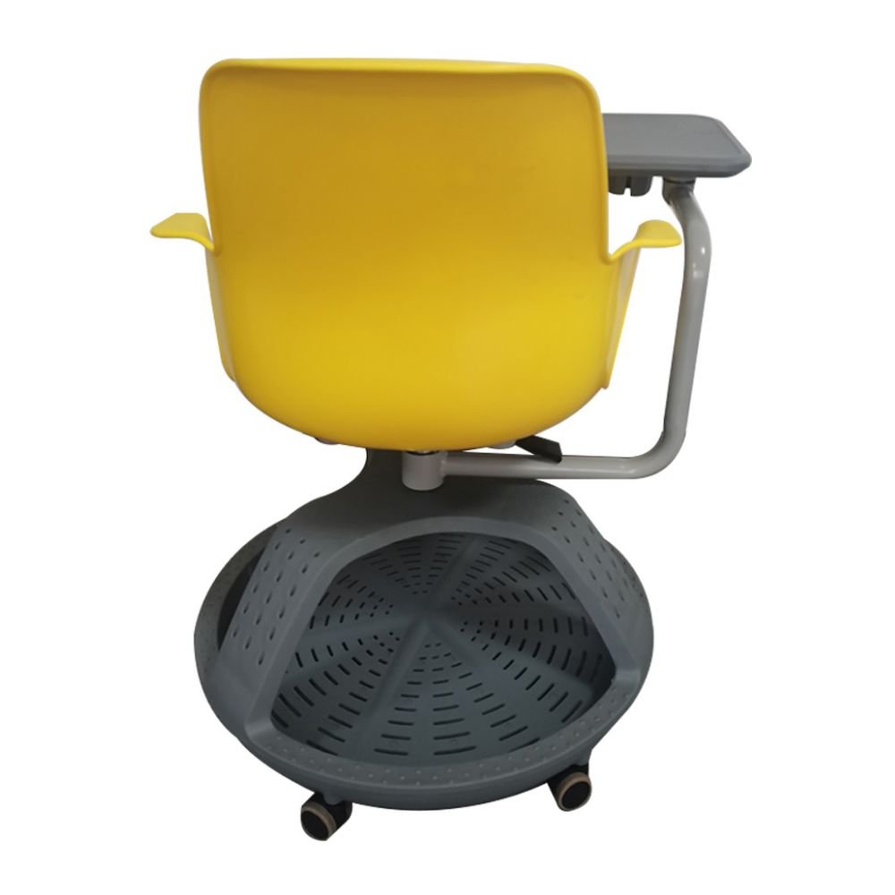 Pupitre escolar giratorio Nogal Beat con ruedas, disponible en colores azul, rojo, amarillo, verde y naranja