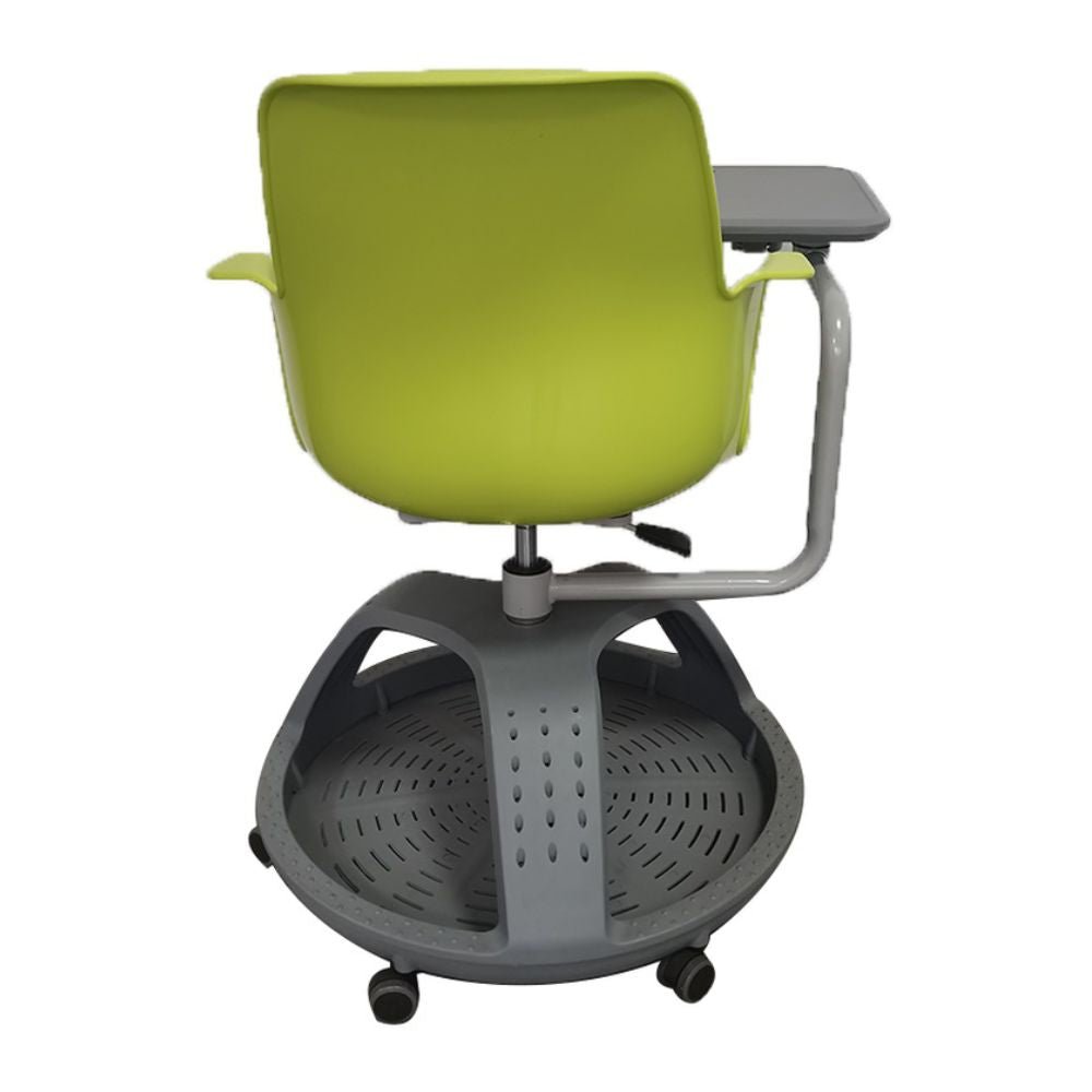 Pupitre escolar giratorio Nogal Beat con ruedas, disponible en colores azul, rojo, amarillo, verde y naranja