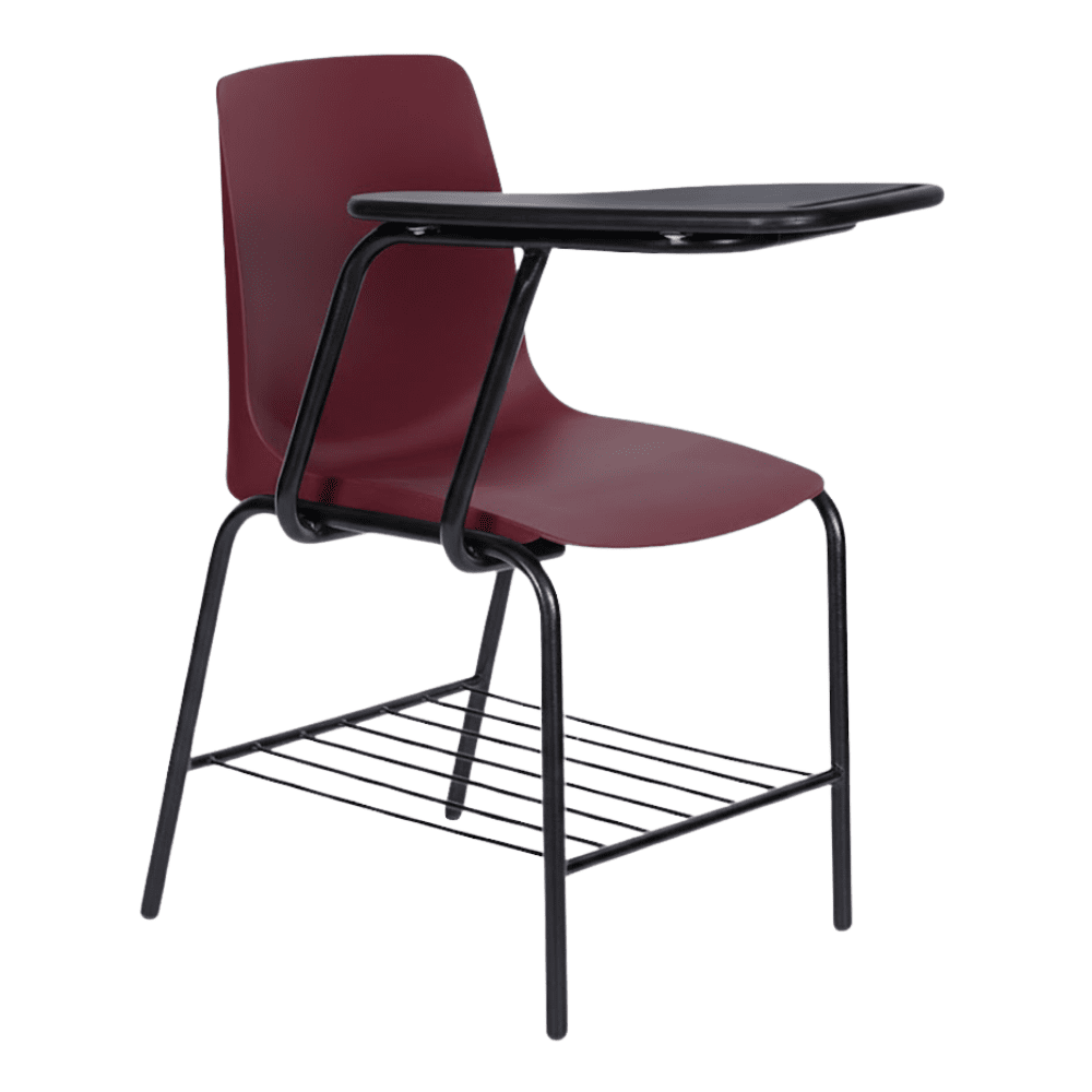 Pupitre ergonómico ALBAR PL-300 con estructura tubular negra, paleta de melamina y asiento de polipropileno