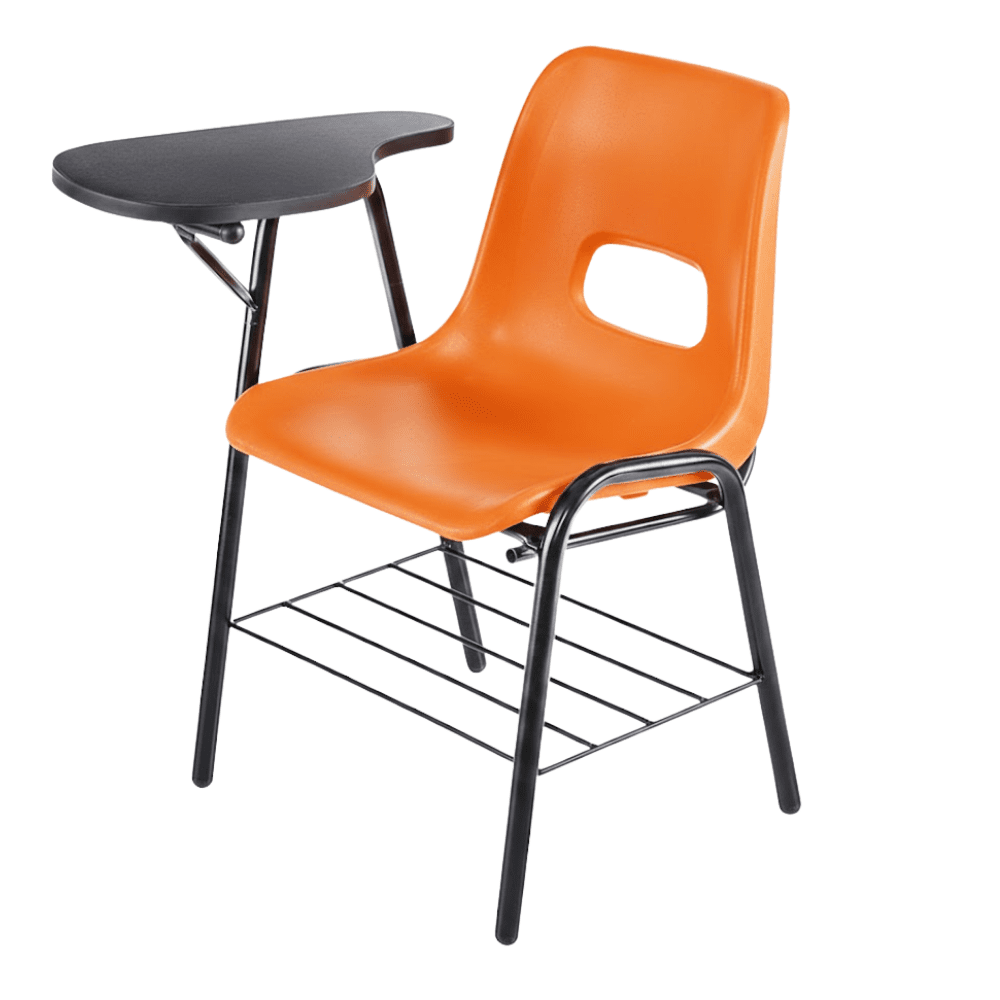 Pupitre escolar ALBAR PL-11 con estructura tubular negra, canastilla, paleta de melamina y asiento de polipropileno