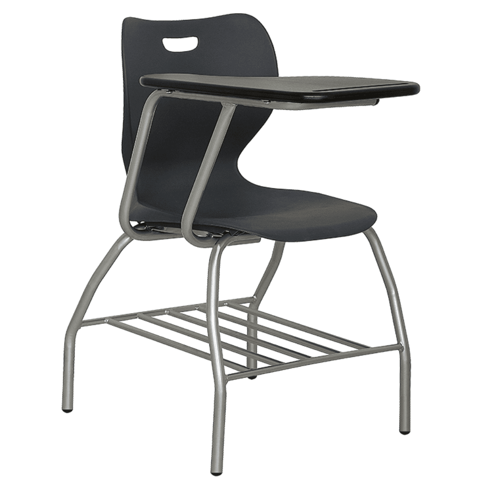 Pupitre ergonómico ALBAR PL-100 con paleta abatible negra y asiento de polipropileno en una sola pieza