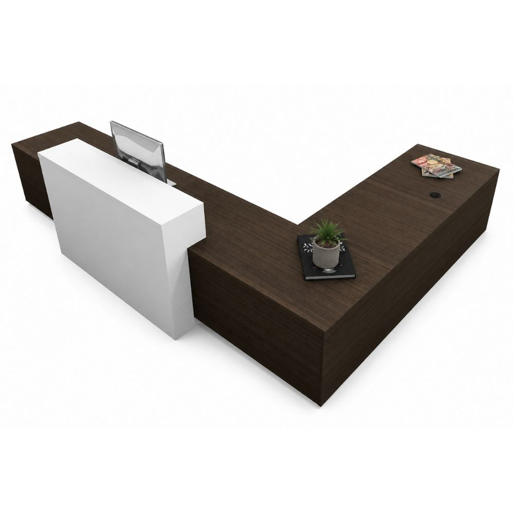 Recepción para Oficina en "L" - VERSA RP - Altura 76 cm - RP-870 - VERSA - NOGAL BEAT - Recepción