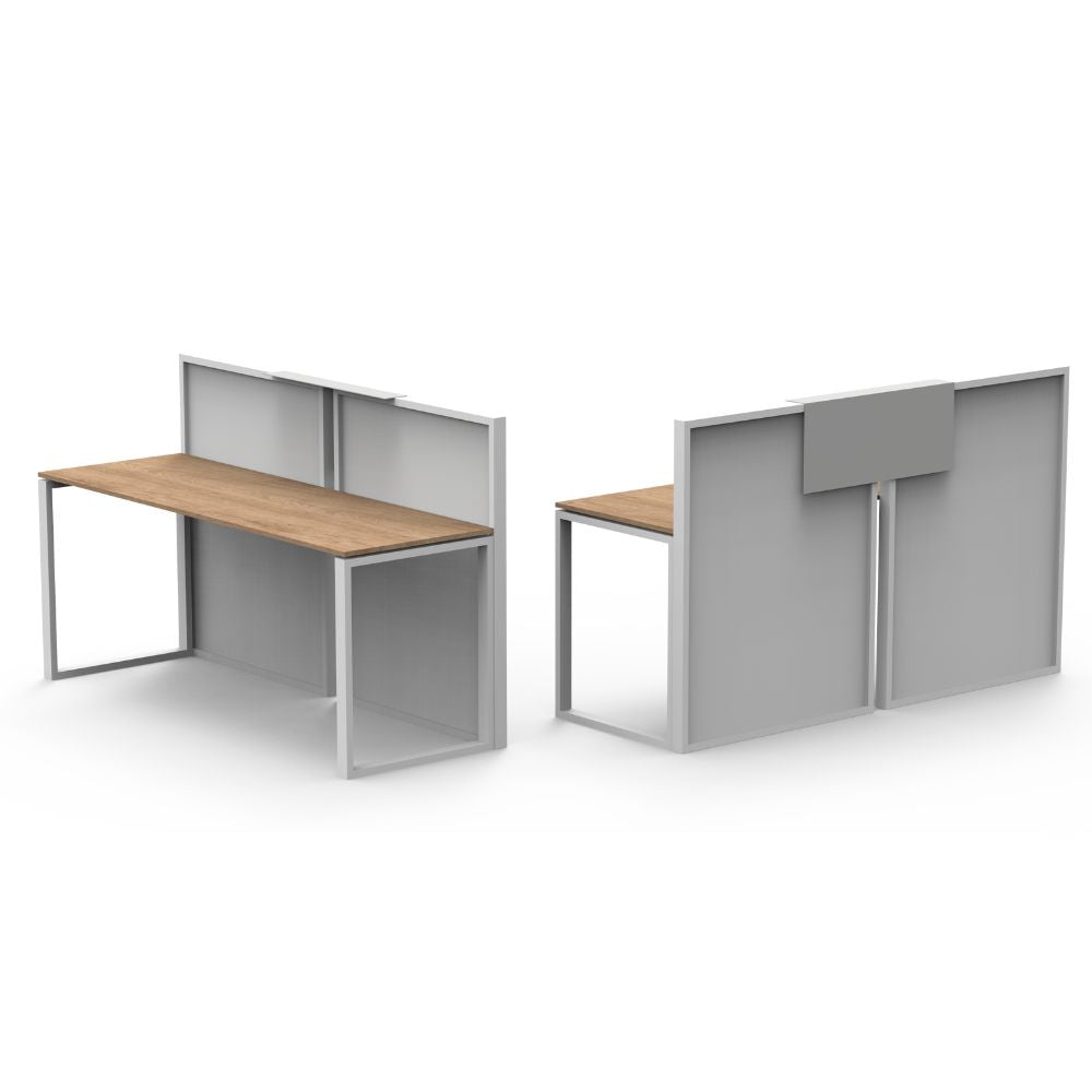 Recepción para oficina VTRECE con cubierta de melamina y estructura de acero en aluminio