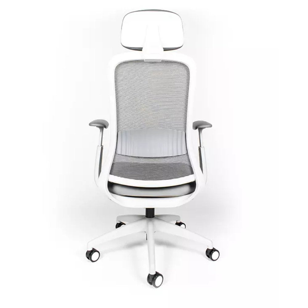 REQUIEZ CURVE RE-1570 | Silla Ejecutiva para Oficina Gerencial con Cabecera | Estructura Gris Claro | Asiento Tapizado | Interior - RE-1570/BL-Cabecera - Requiez - NOGAL BEAT -