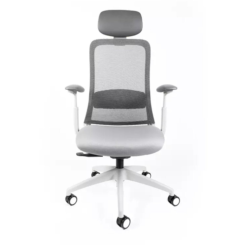 REQUIEZ CURVE RE-1570 | Silla Ejecutiva para Oficina Gerencial con Cabecera | Estructura Gris Claro | Asiento Tapizado | Interior - RE-1570/BL-Cabecera - Requiez - NOGAL BEAT -