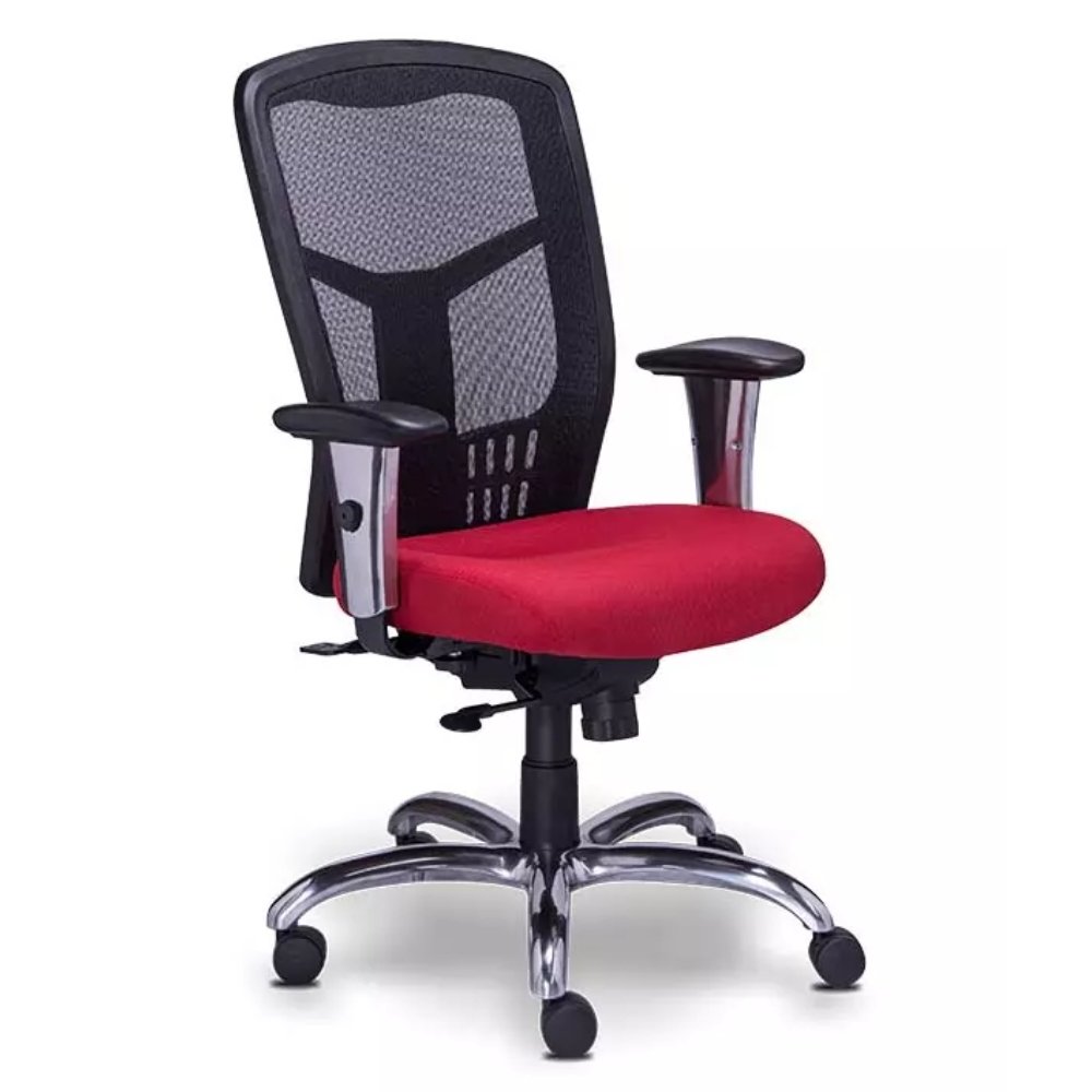 Requiez Sillon Ejecutivo Mesh Tela Respaldo Medio RE-1961 Poliuretano Base Estrella Aluminio Pulido - RE-1961 - Requiez - NOGAL BEAT - Silla para oficina