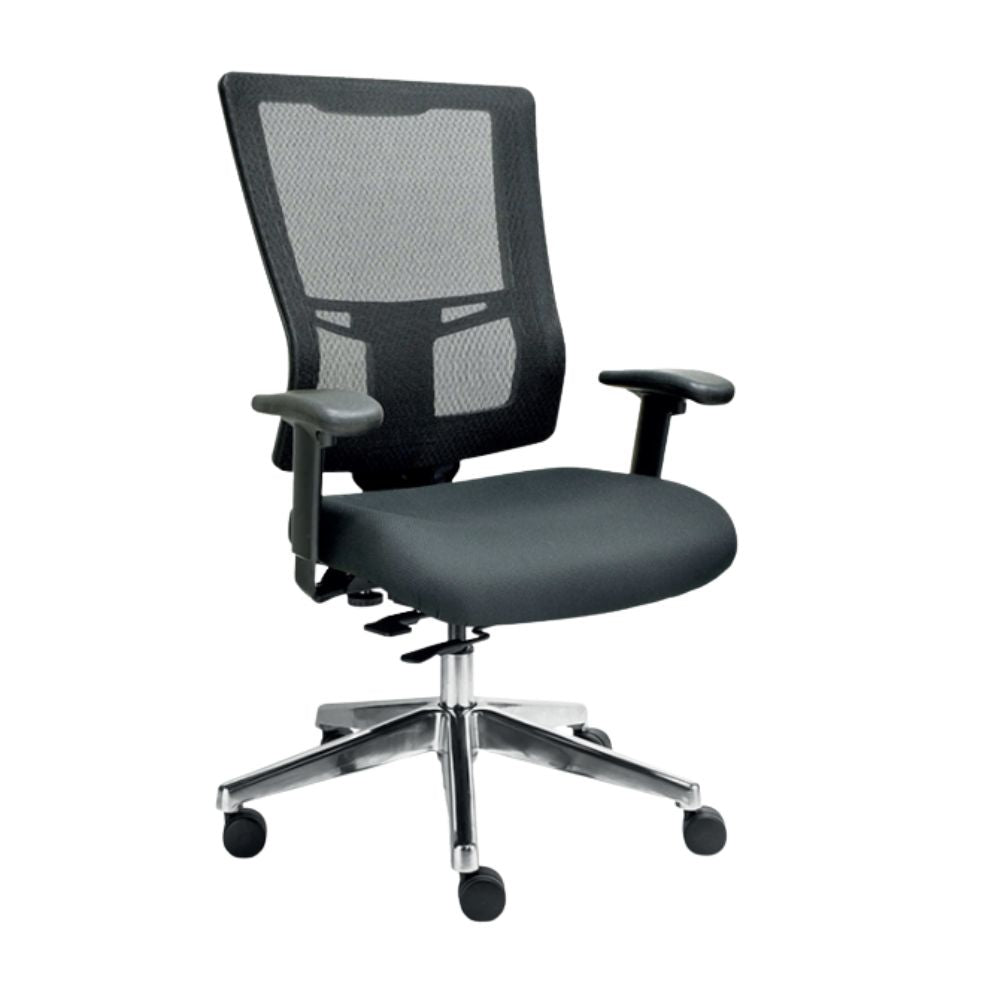 Requiez Sillon Ejecutivo Quadra Respaldo Alto Mesh Lisa RE-1390 Poliuretano Base Estrella Aluminio Pulido - RE-1390N - Requiez - NOGAL BEAT - Sillas