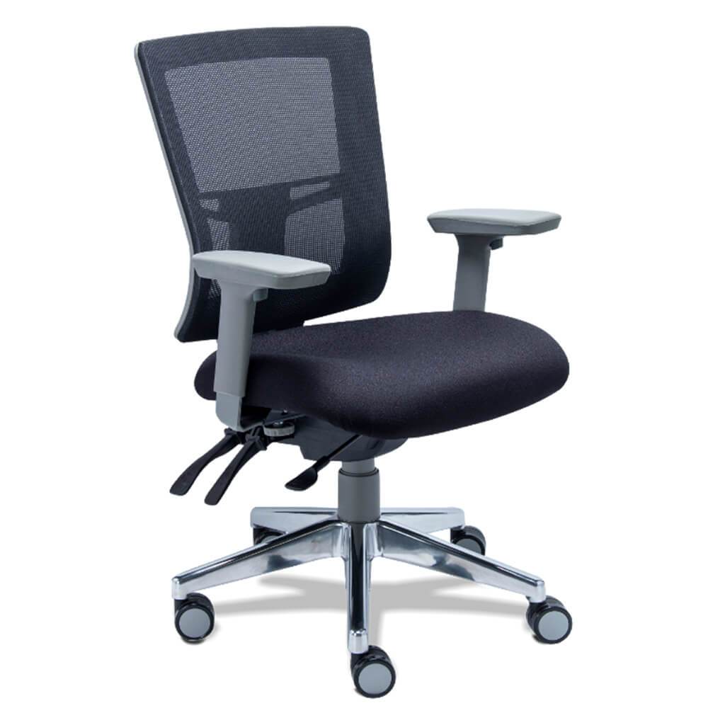 Requiez Sillon Ejecutivo Quadra Respaldo Medio Mesh RE-1361 Poliuretano Base Estrella Aluminio Pulido - RE-1361 - Requiez - NOGAL BEAT - Silla para oficina