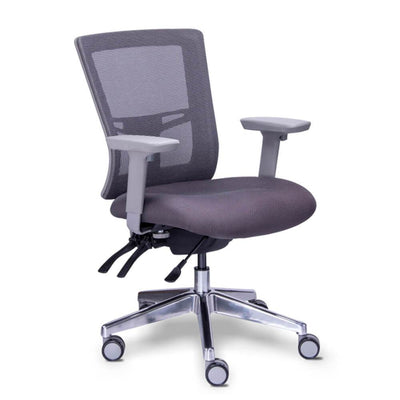 Requiez Sillon Ejecutivo Quadra Respaldo Medio Mesh RE-1361 Poliuretano Base Estrella Aluminio Pulido - RE-1361 - Requiez - NOGAL BEAT - Silla para oficina