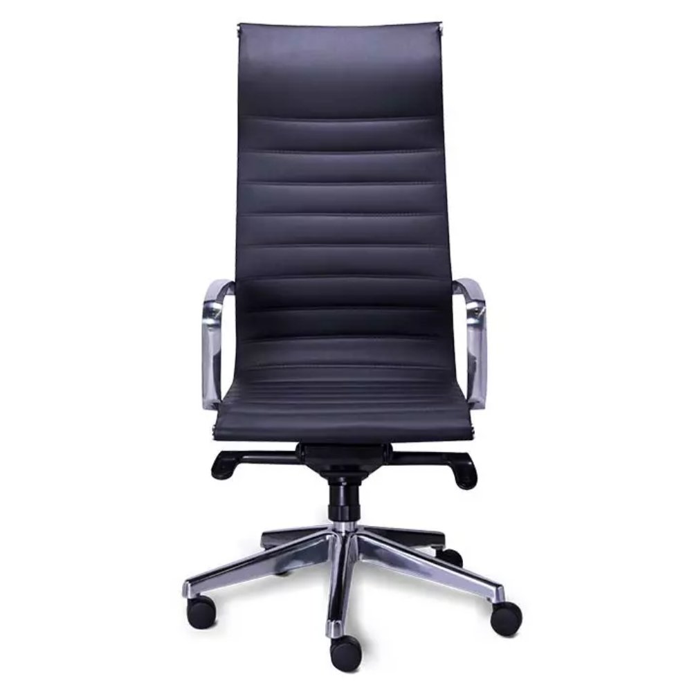 Requiez Sillon Retro Respaldo Alto Tapiz Poliuretano RE-1750 Base Estrella Aluminio Pulido - RE-1750 - Requiez - NOGAL BEAT - Silla para oficina