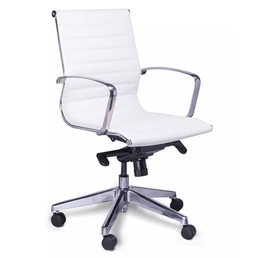 Requiez Sillon Retro Respaldo Bajo Tapiz Poliuretano RE-1751 Base Estrella Aluminio Pulido - RE-1751 - Requiez - NOGAL BEAT - Silla para oficina