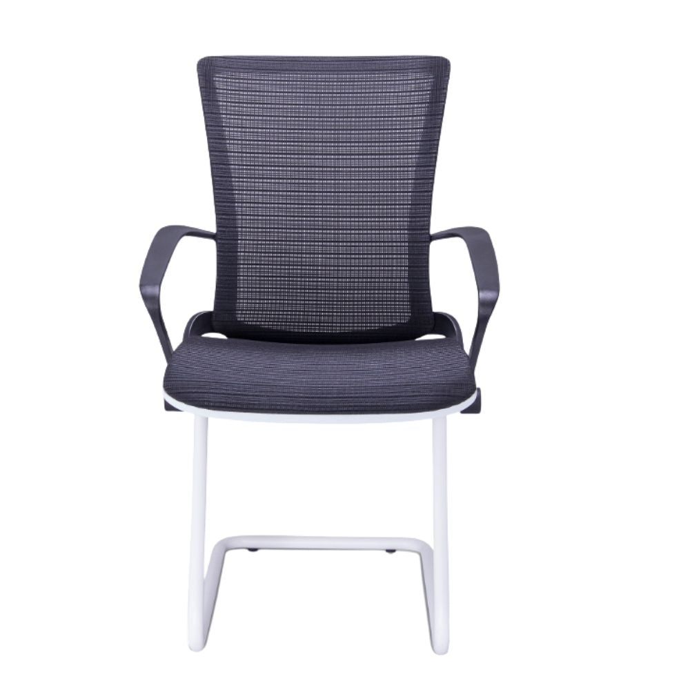 Requiez Sillon Visitante Staff RM-9011 Mesh Negro Base Trineo Acero Tubular Blanco - RM-9011 - Requiez - NOGAL BEAT -