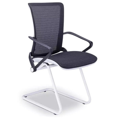 Requiez Sillon Visitante Staff RM-9011 Mesh Negro Base Trineo Acero Tubular Blanco - RM-9011 - Requiez - NOGAL BEAT -