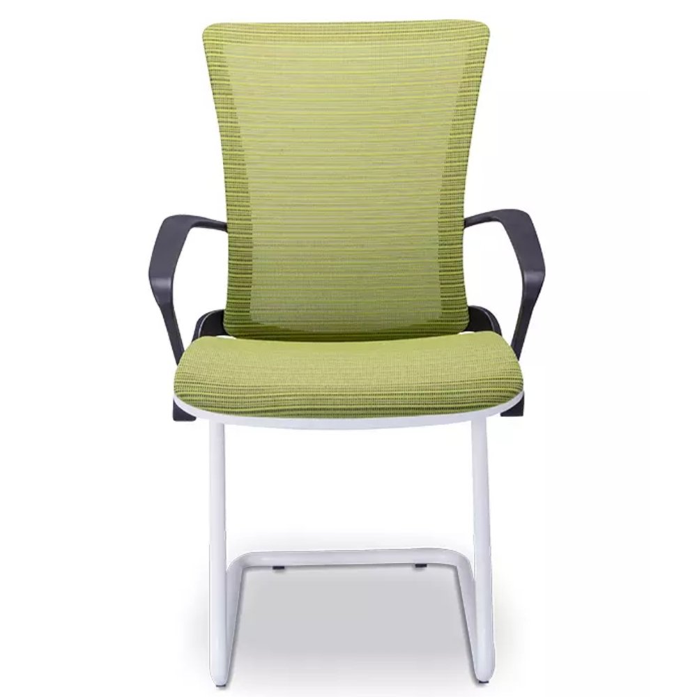 Requiez Sillon Visitante Staff RM-9015 Mesh Verde Base Trineo Acero Tubular Redondo Blanco - RM-9015 - Requiez - NOGAL BEAT -