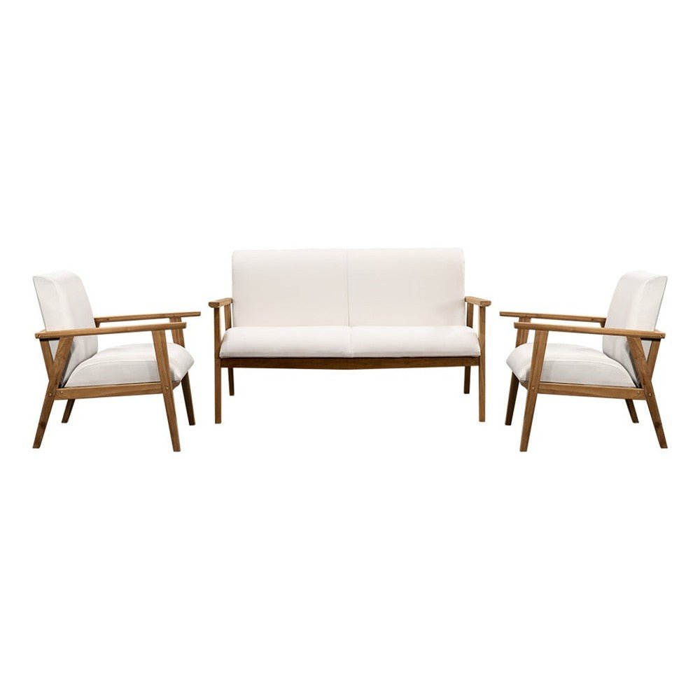 Sala de Terraza para Áreas de Estar - NOGAL BEAT CHARLIE - Love Seat - Varios Colores - Teca y Tela Poliester - SALA CHARLIE Blanco 136 cm - CAMCO - NOGAL BEAT - Sofá de Terraza