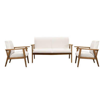 Sala de Terraza para Áreas de Estar - NOGAL BEAT CHARLIE - Love Seat - Varios Colores - Teca y Tela Poliester - SALA CHARLIE Blanco 136 cm - CAMCO - NOGAL BEAT - Sofá de Terraza