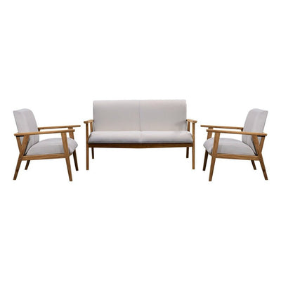 Sala de Terraza para Áreas de Estar - NOGAL BEAT CHARLIE - Love Seat - Varios Colores - Teca y Tela Poliester - SALA CHARLIE Gris 136 cm - CAMCO - NOGAL BEAT - Sofá de Terraza