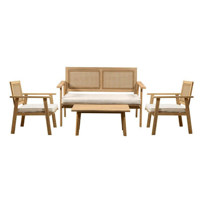Sala de Terraza para Hotel - NOGAL BEAT WAITOMO - Beige - Madera de Acacia, Polyrattan y Tela Poliester - SALA WAITOMO Beige - CAMCO - NOGAL BEAT - Sofá de Terraza