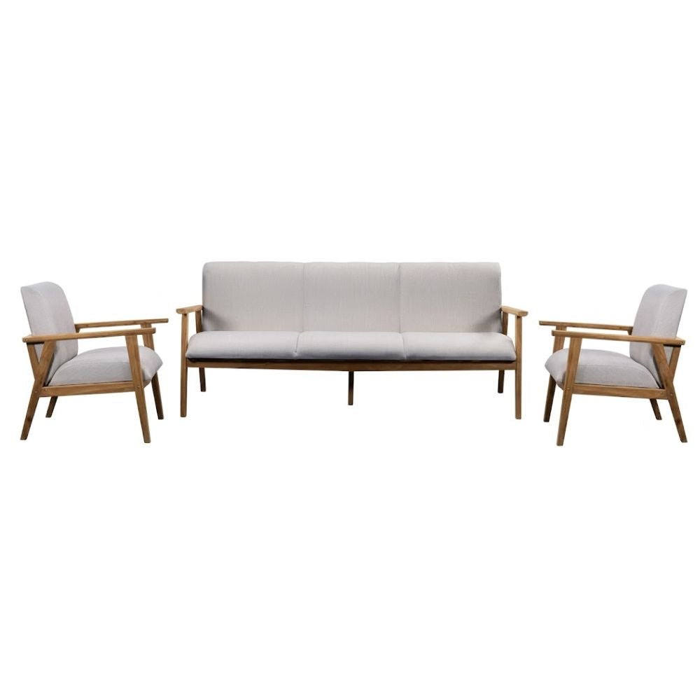 Sala de Terraza para Restaurante - NOGAL BEAT CHARLIE - Sofá - Varios Colores - Teca y Tela Poliester - SALA CHARLIE Gris 190 cm - CAMCO - NOGAL BEAT - Sofá de Terraza