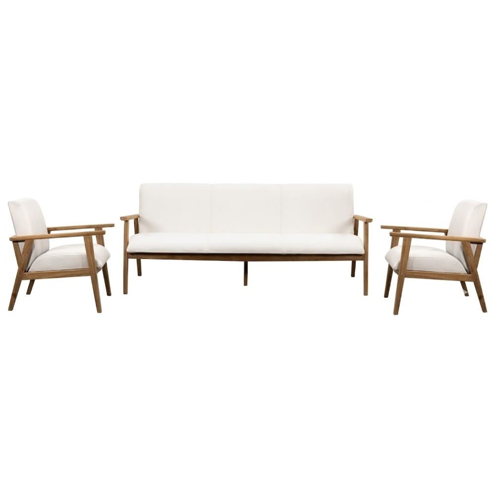 Sala de Terraza para Restaurante - NOGAL BEAT CHARLIE - Sofá - Varios Colores - Teca y Tela Poliester - SALA CHARLIE Blanco 190 cm - CAMCO - NOGAL BEAT - Sofá de Terraza