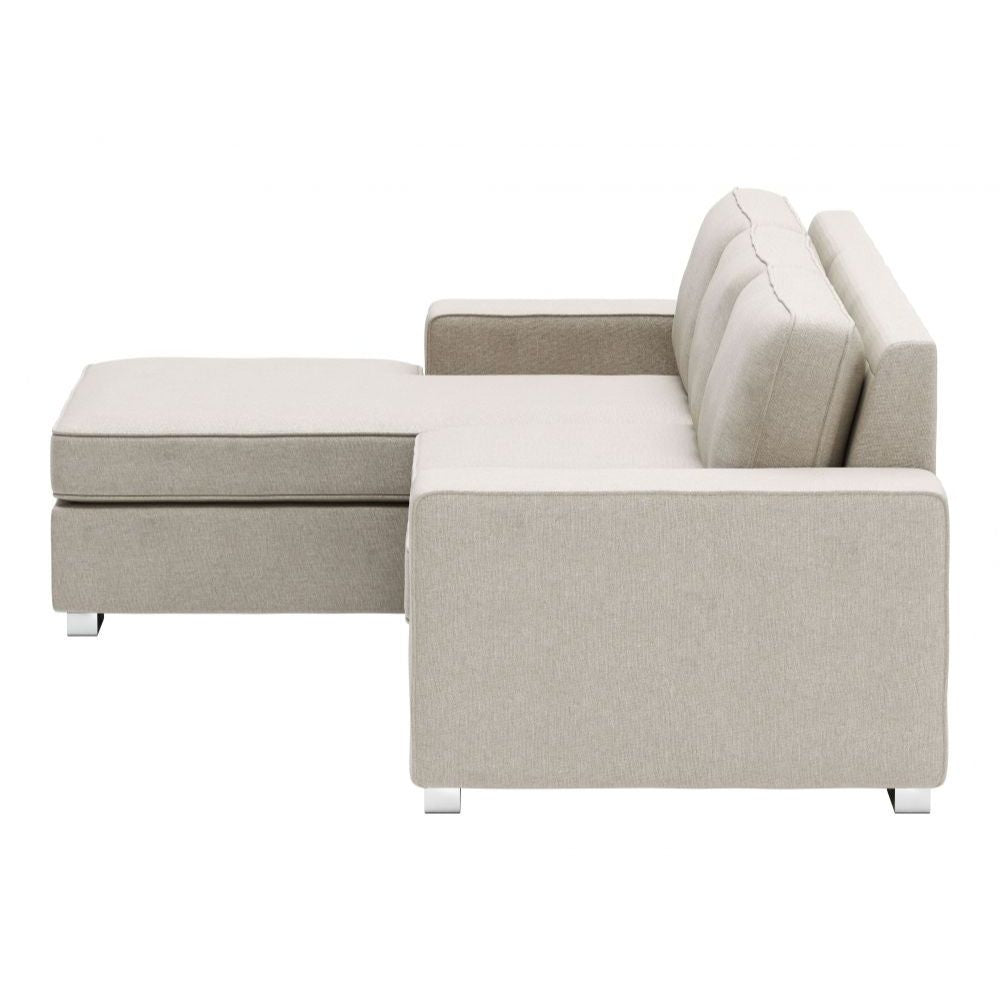 SECCIONAL NOGAL BEAT BRICKELL | Seccional Decorativo para Sala de Estar | Base Acero Cromado | Beige | Tejido 100% Poliéster Contrachapado | Interior - 109586 - Zuo - NOGAL BEAT - Sillon