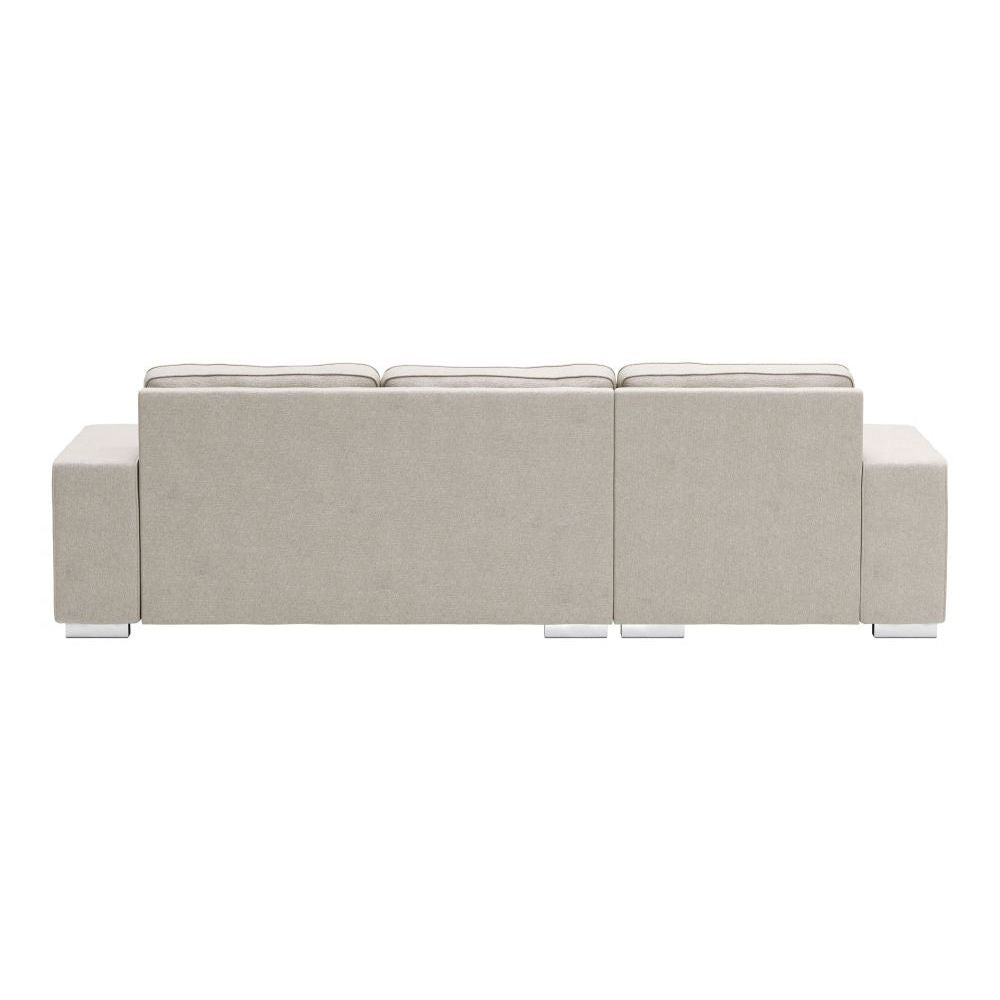 SECCIONAL NOGAL BEAT BRICKELL | Seccional Decorativo para Sala de Estar | Base Acero Cromado | Beige | Tejido 100% Poliéster Contrachapado | Interior - 109586 - Zuo - NOGAL BEAT - Sillon