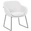 Sillón ocasional BRATTI ZEN TRINEO tapizado en tela, sobre base trineo metálica negra.