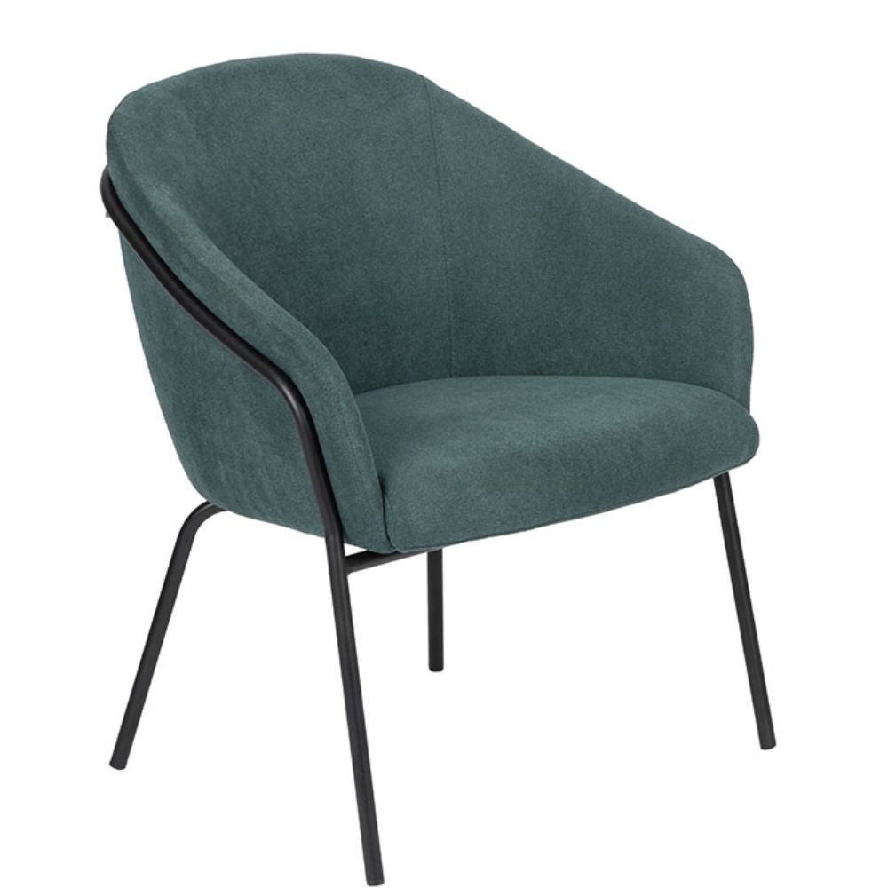Sillón para recepción Bratti Edge de cuerpo curvo en poliuretano tapizado sobre base de cuatro puntas