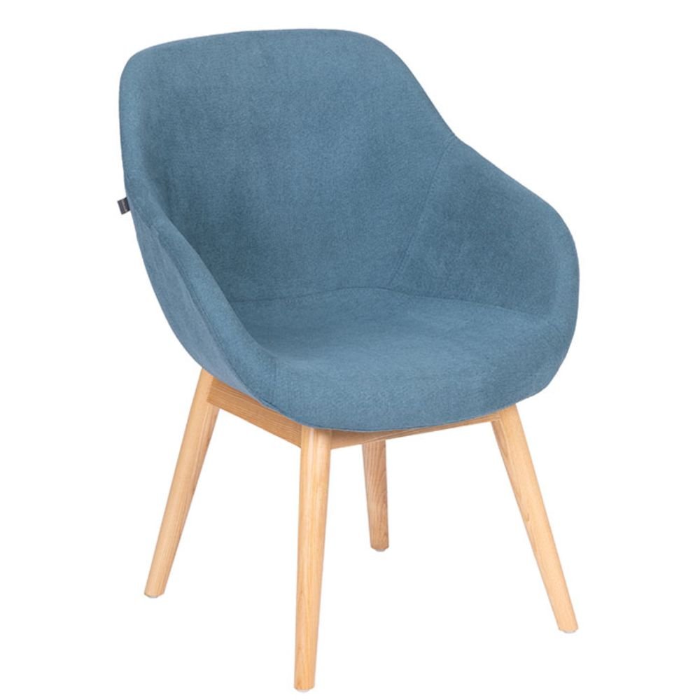 Sillón Bratti Eva de una plaza tapizado con base de madera de fresno en cuatro puntas