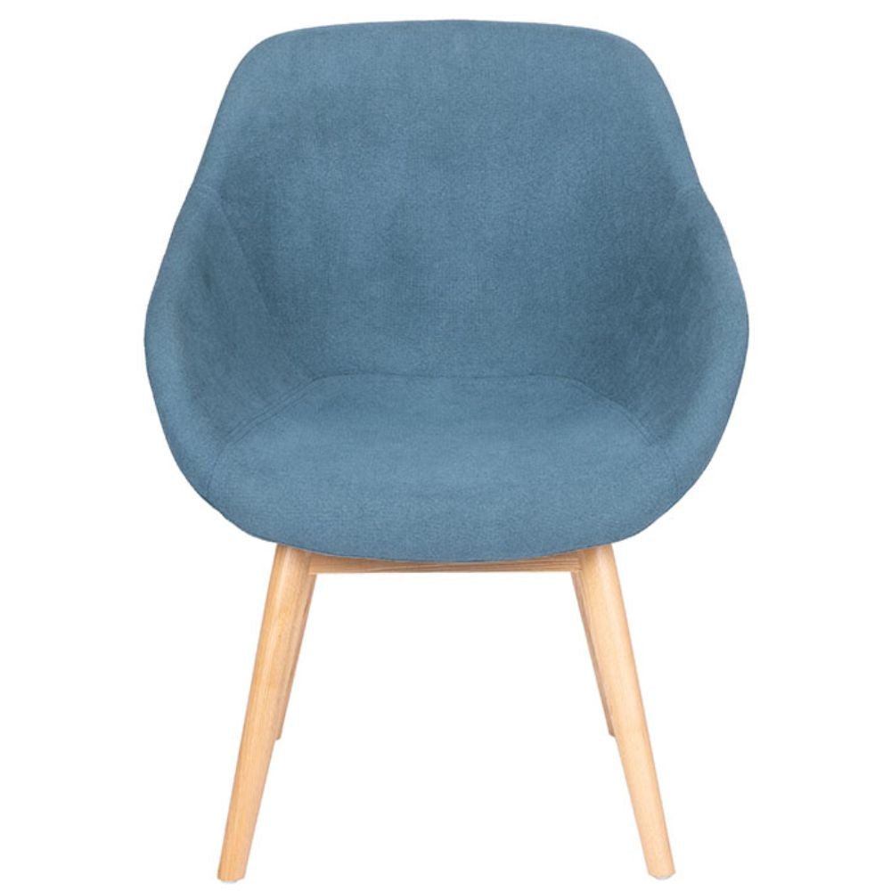 Sillón Bratti Eva de una plaza tapizado con base de madera de fresno en cuatro puntas