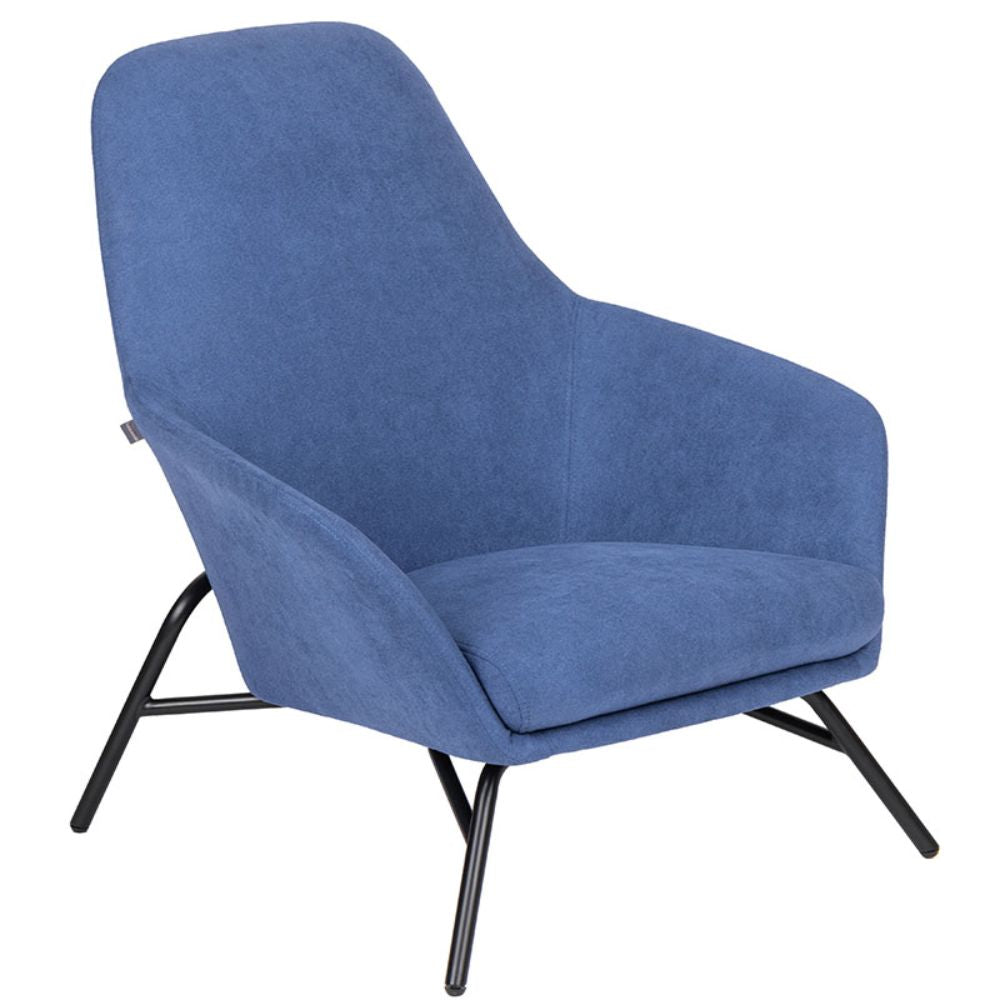 Sillón Bratti Glam de una plaza tapizado con base metálica negra de cuatro puntas