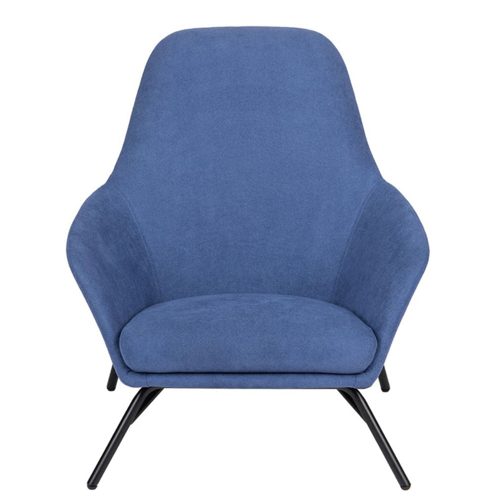 Sillón Bratti Glam de una plaza tapizado con base metálica negra de cuatro puntas