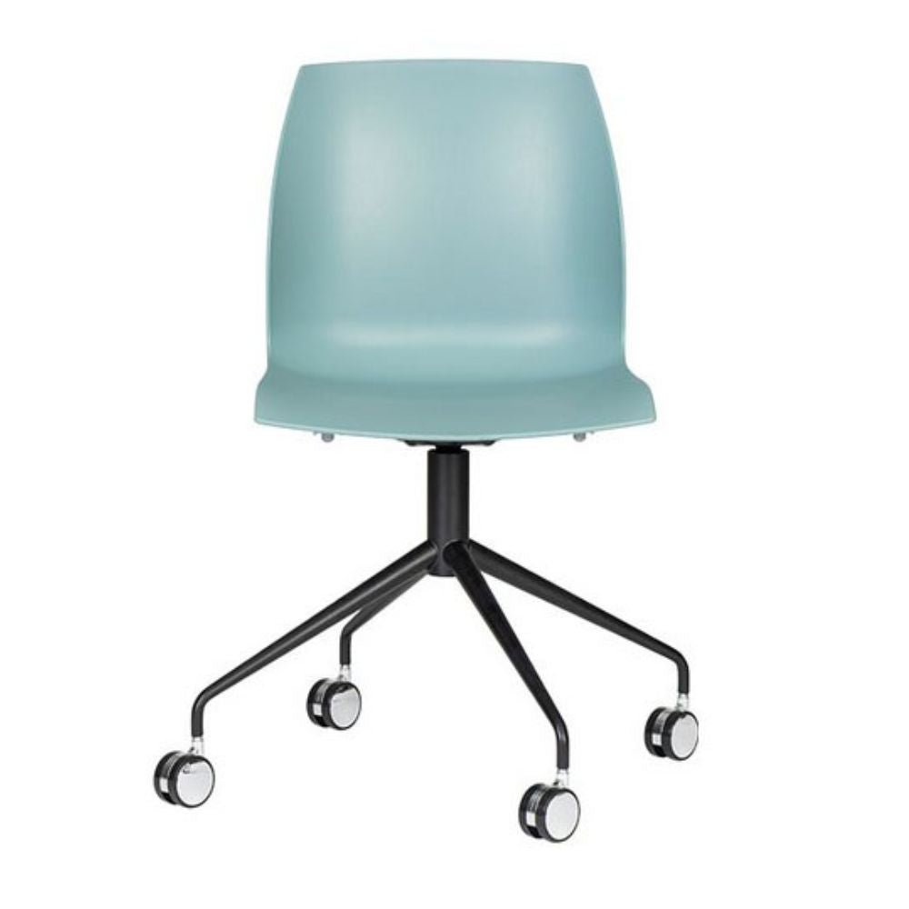 Silla secretarial Bratti Kalea con estructura de polipropileno, asiento tapizado y base metálica giratoria