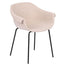 Silla Bratti Swing con cuerpo de polipropileno tapizado en tela y base metálica negra de cuatro patas