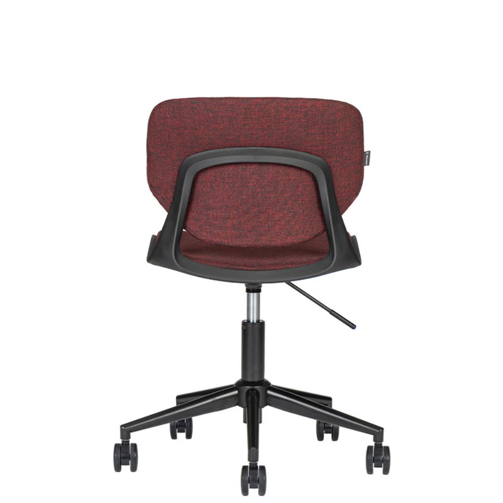 Silla secretarial metálica Bratti Vela negra tapizada con base giratoria de ruedas