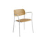Silla COLOS Daily 2 con brazos de tubo metálico, asiento y respaldo de madera sobre marco de acero