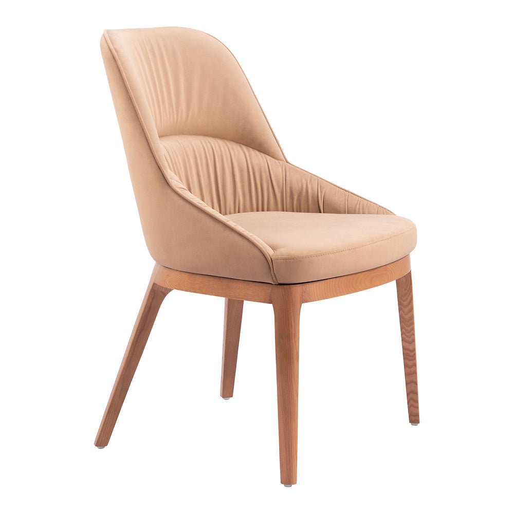 Silla Comercial para Bistró - ZUO AYR - Camel - Asiento y Respaldo Tapizados - 110127 - Zuo - NOGAL BEAT - Silla Comercial Interior
