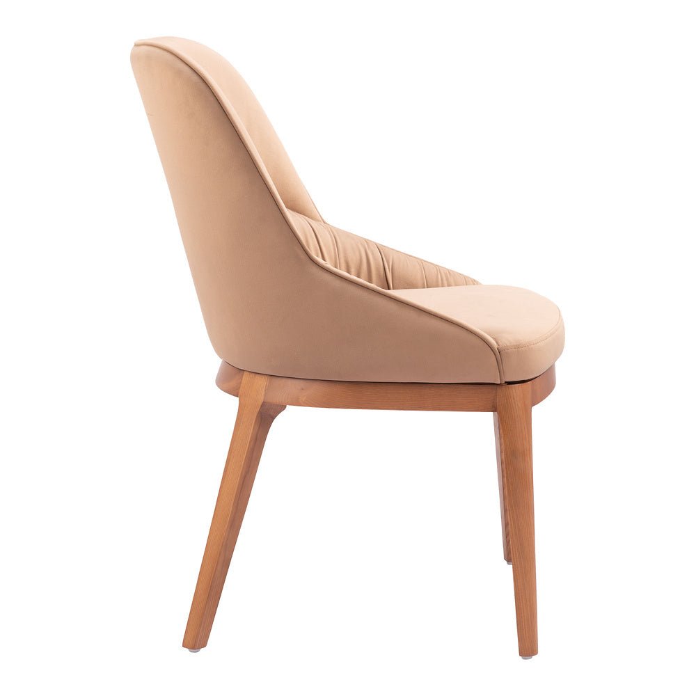 Silla Comercial para Bistró - ZUO AYR - Camel - Asiento y Respaldo Tapizados - 110127 - Zuo - NOGAL BEAT - Silla Comercial Interior