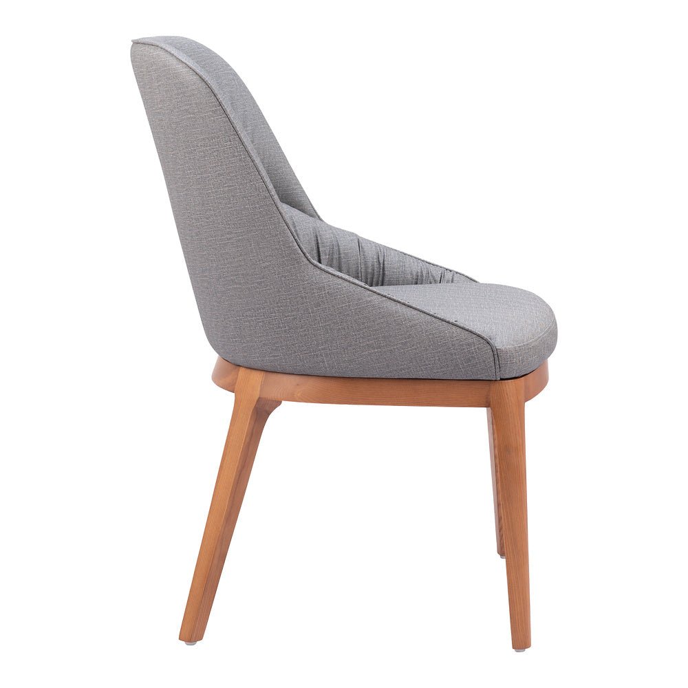 Silla Comercial para Bistró - ZUO AYR - Gris Pizarra - Asiento y Respaldo Tapizados en Lino Sintético - 110126 - Zuo - NOGAL BEAT - Silla Comercial Interior