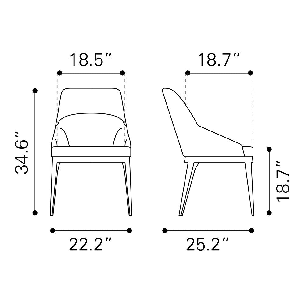 Silla Comercial para Bistró - ZUO AYR - Gris Pizarra - Asiento y Respaldo Tapizados en Lino Sintético - 110126 - Zuo - NOGAL BEAT - Silla Comercial Interior
