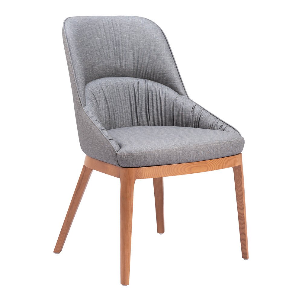Silla Comercial para Bistró - ZUO AYR - Gris Pizarra - Asiento y Respaldo Tapizados en Lino Sintético - 110126 - Zuo - NOGAL BEAT - Silla Comercial Interior