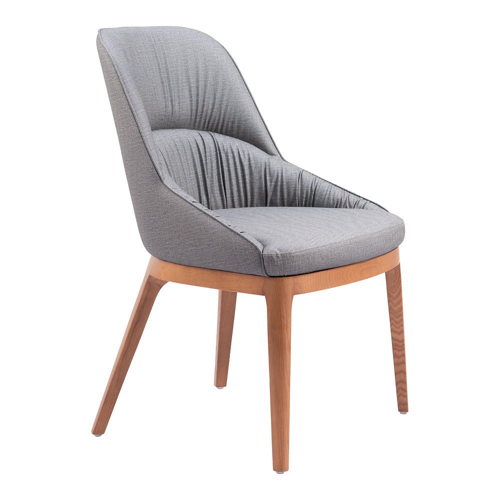 Silla Comercial para Bistró - ZUO AYR - Gris Pizarra - Asiento y Respaldo Tapizados en Lino Sintético - 110126 - Zuo - NOGAL BEAT - Silla Comercial Interior
