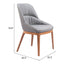 Silla Comercial para Bistró - ZUO AYR - Gris Pizarra - Asiento y Respaldo Tapizados en Lino Sintético - 110126 - Zuo - NOGAL BEAT - Silla Comercial Interior