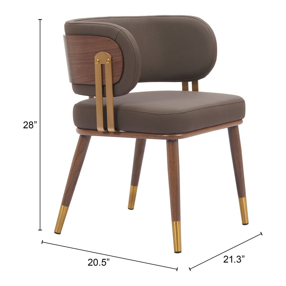 Silla Comercial para Bistró - ZUO BREW - Varios Colores - Asiento y Respaldo Tapizados en Piel Sintética - 110326 - Zuo - NOGAL BEAT - Silla Comercial Interior