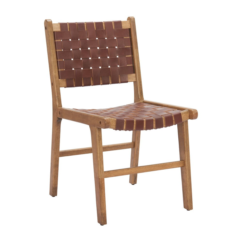 Silla Comercial para Bistró - ZUO FEDER - Café - Asiento y Respaldo Tapizados en Piel - 110691 - Zuo - NOGAL BEAT - Silla Comercial Interior