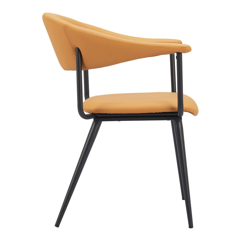 Silla Comercial para Bistró - ZUO SIMA - Café - Asiento y Respaldo Tapizados en Piel Sintética - 110352 - Zuo - NOGAL BEAT - Silla Comercial Interior