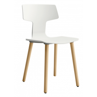 Silla comercial Colos Split GL con concha de polipropileno y patas de madera torneada natural